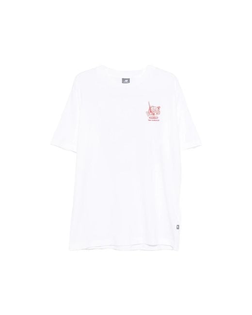 New Balance White T-Shirt Graphic Print for men