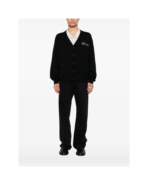 KENZO Black Beaded Tiger-Motif Cardigan for men