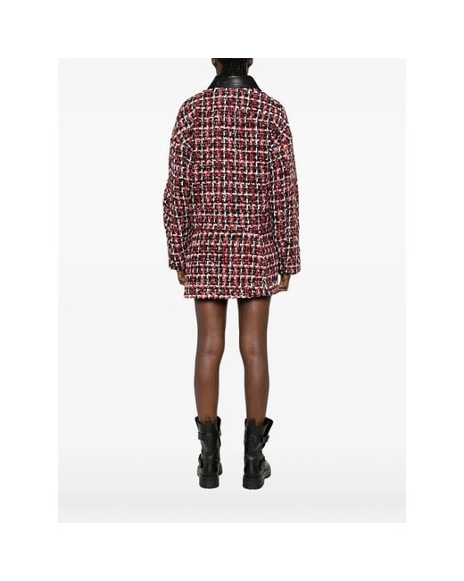 IRO Red Nuffy Tweed Leather-Collar Jacket