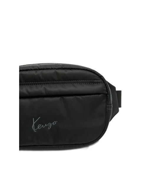 KENZO Black Logo-Embroidered Belt Bag for men