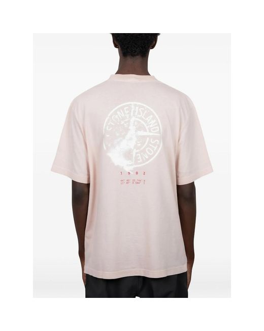 Stone Island Pink 2100001 Organic Cotton Jersey T-Shirt for men