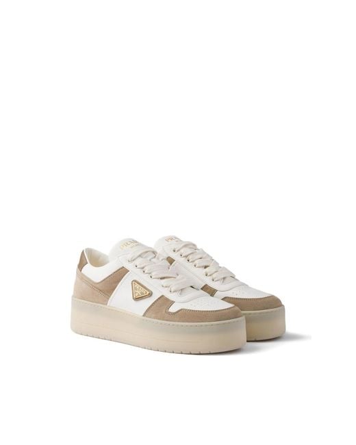 Prada Natural Downtown Bold Leather Sneakers