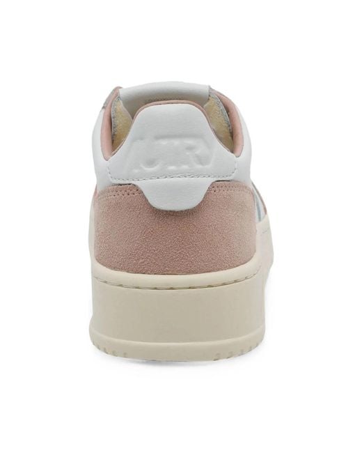 Autry White Medalist Suede-Panel Sneakers