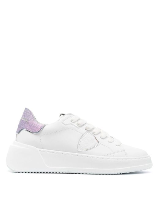 Philippe Model Tres Temple Lace-Up Sneakers in White | Lyst