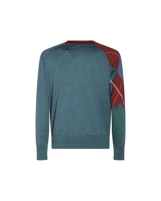 Vivienne Westwood Blue Argyle-Pattern Orb-Embroidered Sweater for men