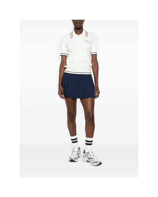 Sporty & Rich Blue Cable-Knit Embroidered Polo Shirt