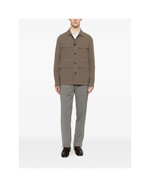 Dondup Gray Belt-Loops Tapered Trousers for men