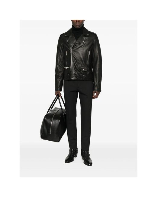 Eraldo Black Zip-Up Biker Jacket for men