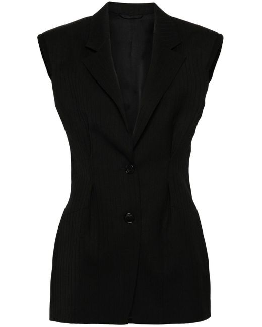 Del Core Black Pinstripe Blazer Vest