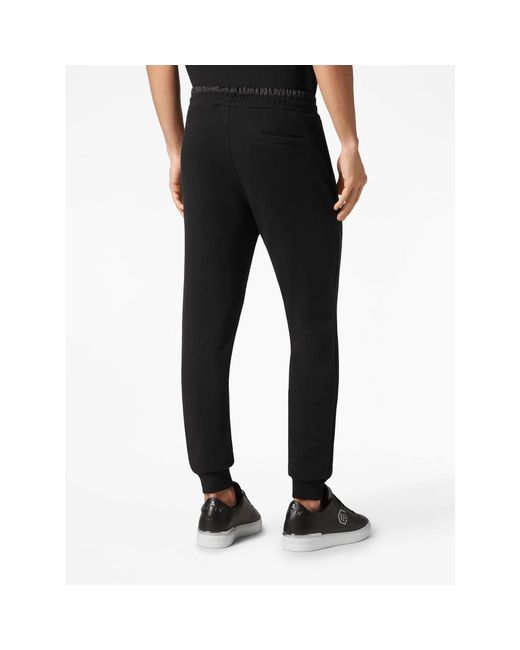 Philipp Plein Black Logo-Patch Drawstring Track Pants for men