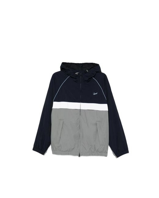 DUNST Blue Hooded Colourblock Windbreaker for men