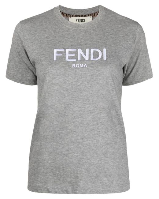 Fendi Gray Roma Cotton T-shirt