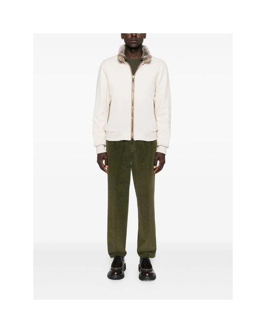 Moorer White Fur-Trimmed Zip-Front Jacket for men