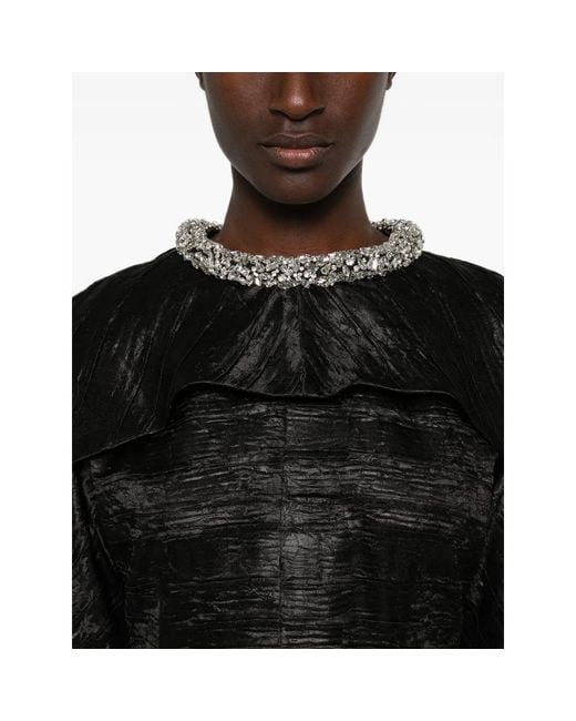 Jonathan Simkhai Black Crystal-Embellished Midi Dress