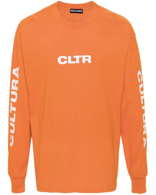 Cultura Orange Logo-Print Cotton T-Shirt for men