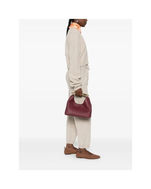 Elleme Purple Boomerang Woven Leather Top-Handle Tote Bag