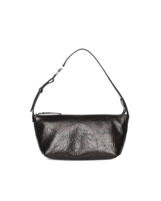 Fendi Black Vanity Pouch Small Crackled Leather Bag