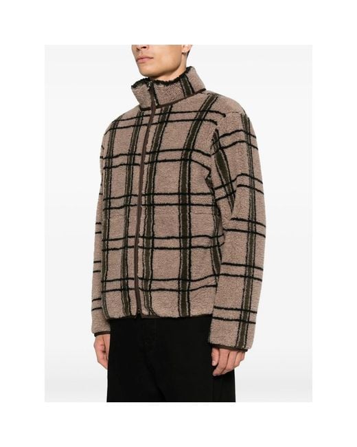 RANRA Brown Check-Pattern Fleece Jacket for men