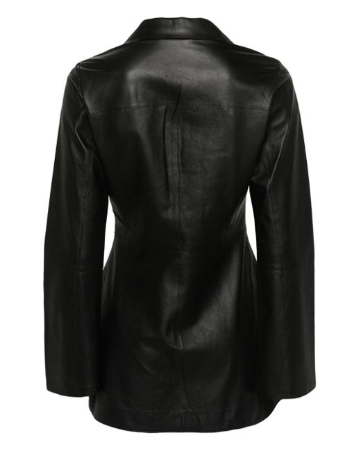 By Malene Birger Black Side-Slits Leather Shirt