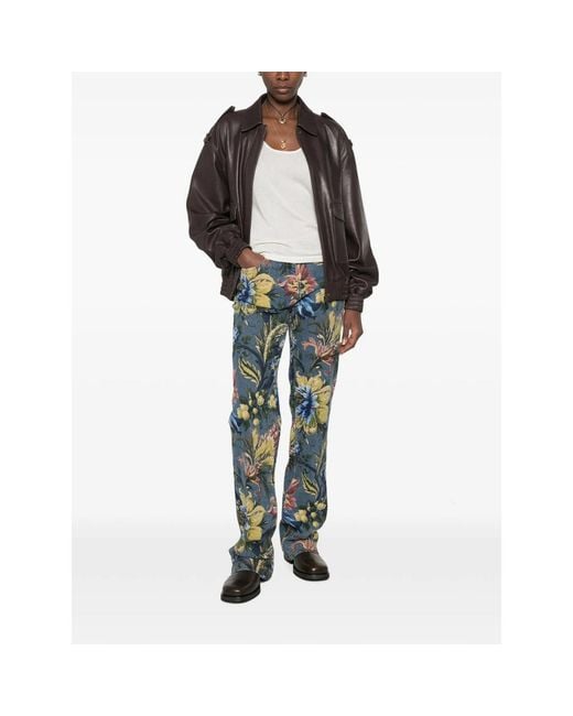Etro Blue Floral-Print Jeans