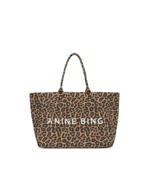 Anine Bing Brown Leopard-Print Tote Bag