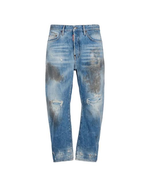 DSquared² Blue Light Dirty Ripped Trousers for men