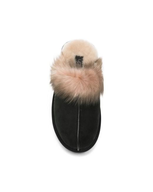 Ugg Black Shearling-Trim Slip-On Slippers