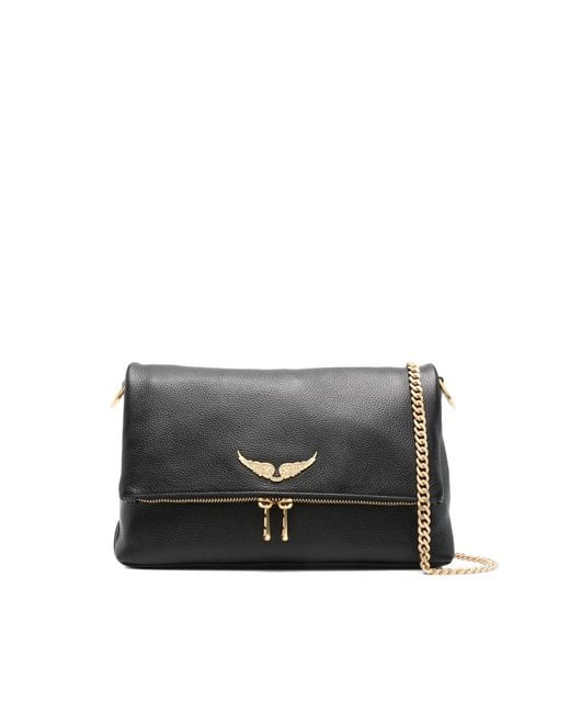 Zadig & Voltaire Black Rocky Grained-Leather Shoulder Bag