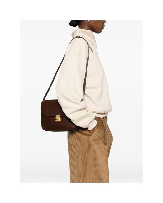 Soeur Brown Flap-Closure Cross Body Bag