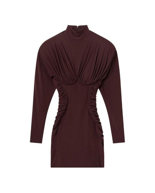 Stella McCartney Red High-Neck Ruched Mini Dress