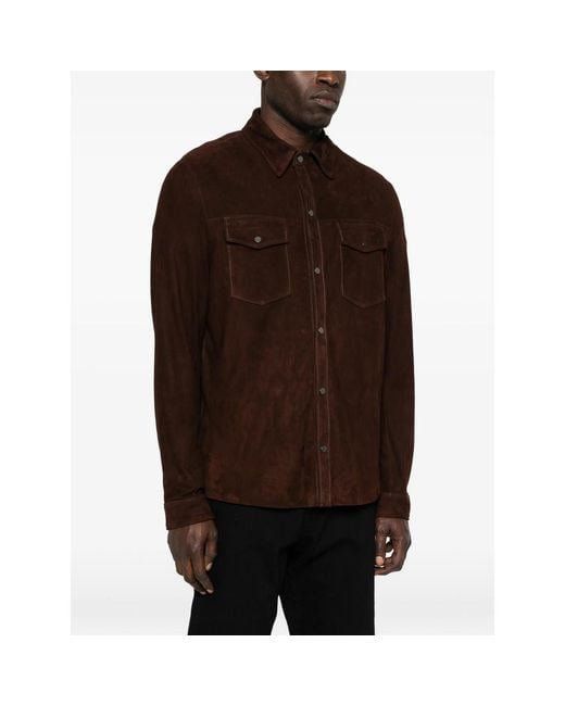 Salvatore Santoro Brown Patch-Pocket Shirt for men
