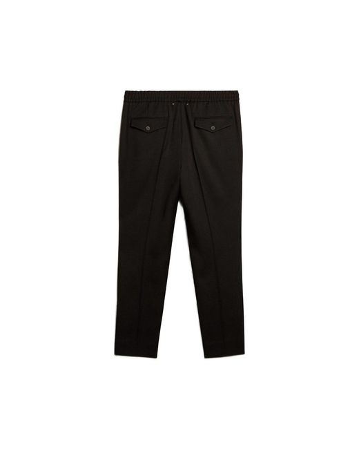Golden Goose Deluxe Brand Black Logo-Plaque Virgin Wool Trousers for men