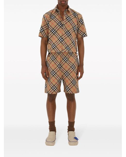 Burberry Natural Checked Cotton Shirt for men