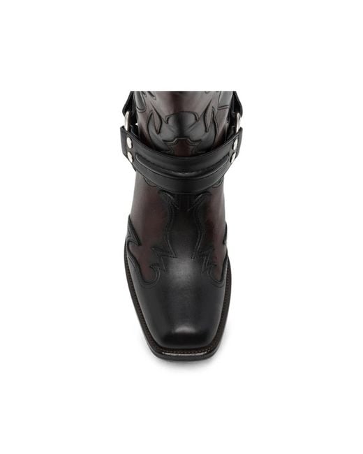 Versace Black Harness-Detail Embroidered Boots