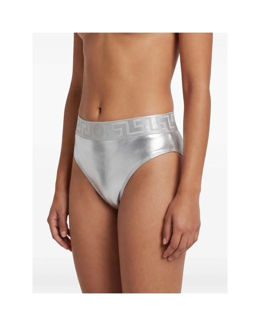 Versace Gray Metallic Bikini Bottoms
