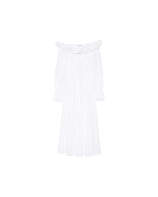 LES FILLES D'EVA White Lace-Trim Maxi Dress