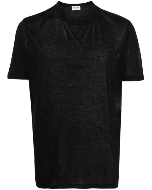 Saint Laurent Black Mélange-Effect Short-Sleeves T-Shirt for men