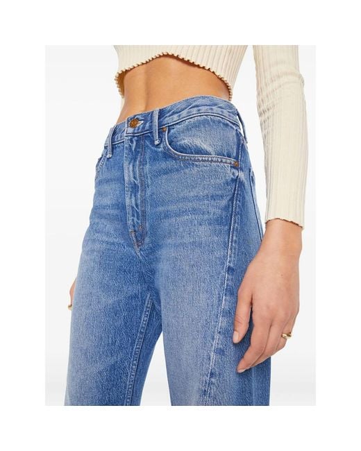 Mother Blue The Lemon Twist Sneak Button-Fly Jeans