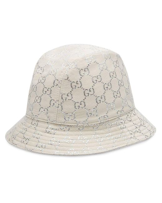 Gucci White GG Lamé Bucket Hat