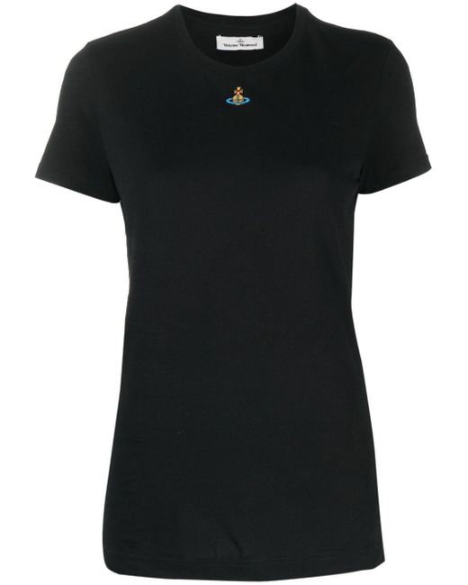 Vivienne Westwood Black Orb Logo-Embroidery Cotton T-Shirt