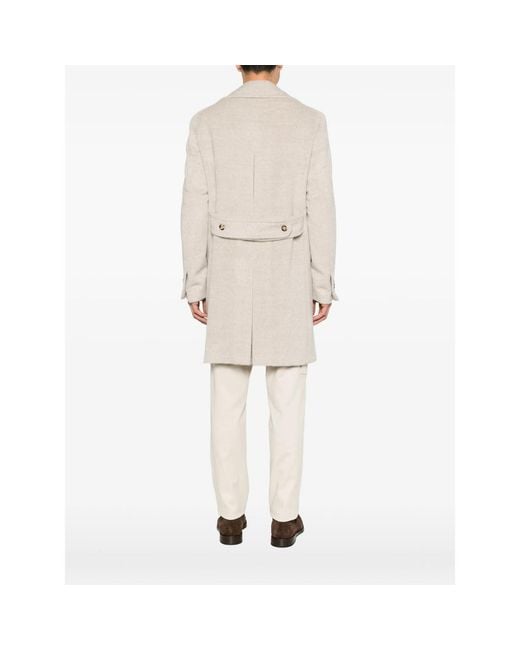 Isaia Natural Double-Breasted Coat for men
