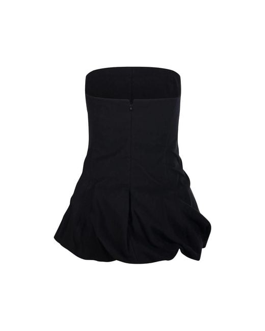 LAMRONS Black Strapless Bubble-Hem Top