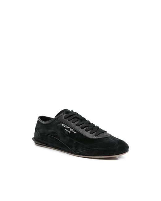 Dolce & Gabbana Black Panelled Logo-Print Sneakers for men