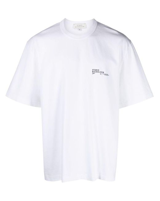 Studio Nicholson White Module Cotton T-Shirt for men