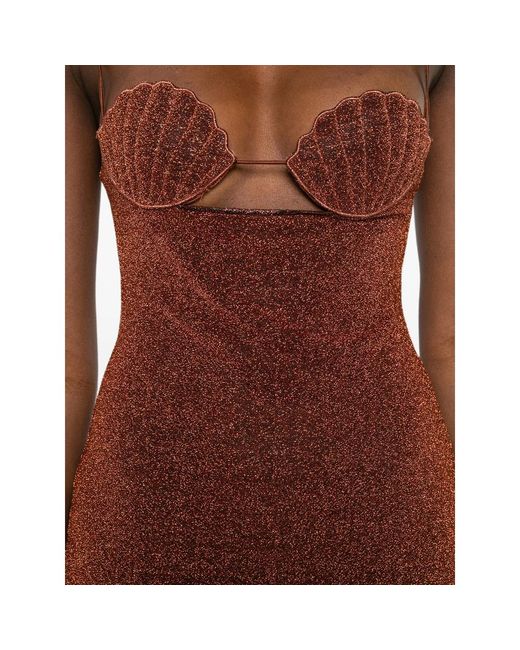 Oseree Brown Cocktail Dress Lurex
