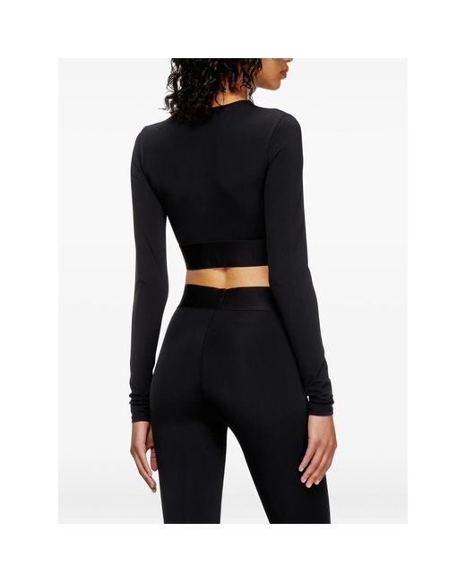 DIESEL Black Cropped Top Recycled Nylon