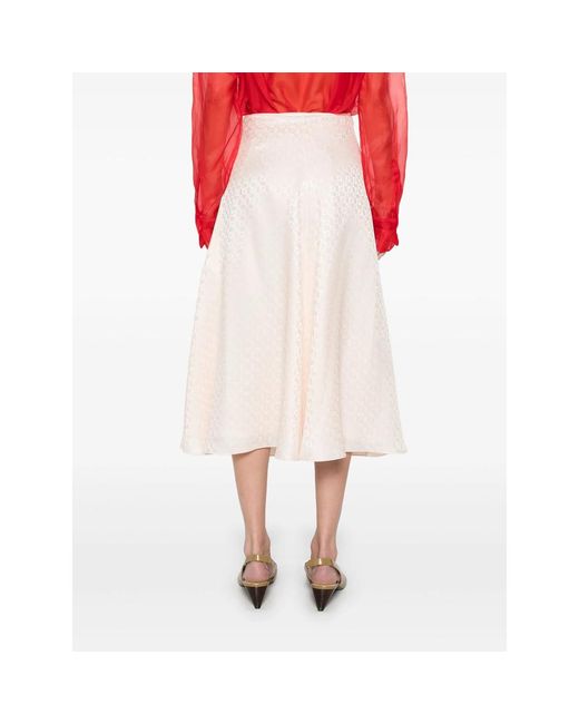 スカート Fendi Skirt In Pink Ff Silk Skirt Silk Pink | Fendi