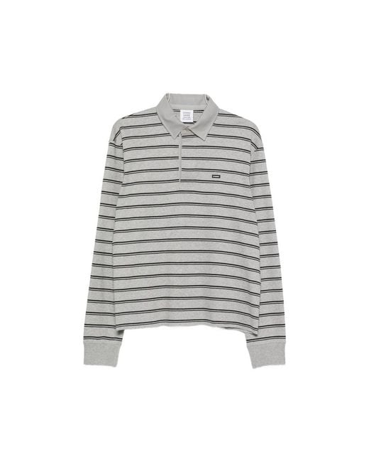 Vetements Gray Striped Long-Sleeve Polo Shirt for men