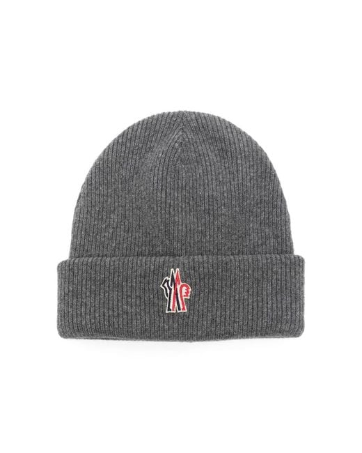 Moncler Gray Wool Beanie Hat for men