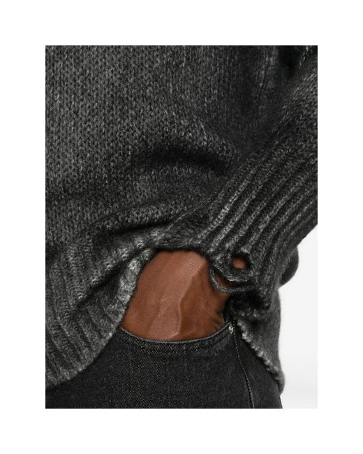 Avant Toi Gray Distressed Spray-Effect Sweater for men